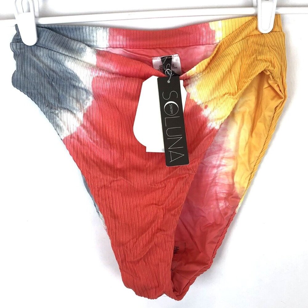 Soluna Swim, Women’s High Waisted Multicolor Bikini Bottom Size M